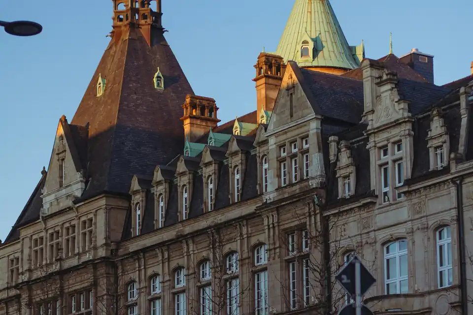 Ornate Belle Epoque facade with turrets, Luxembourg City