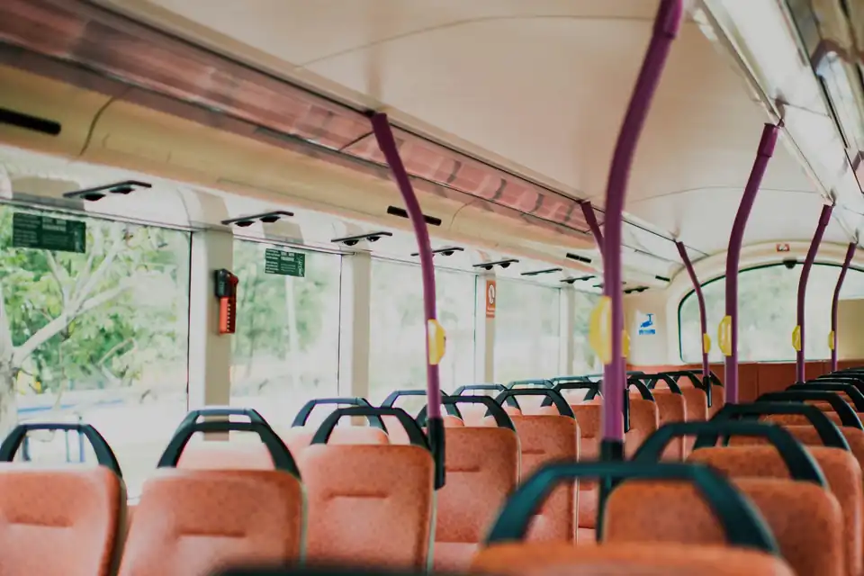 Empty seats inside a bus