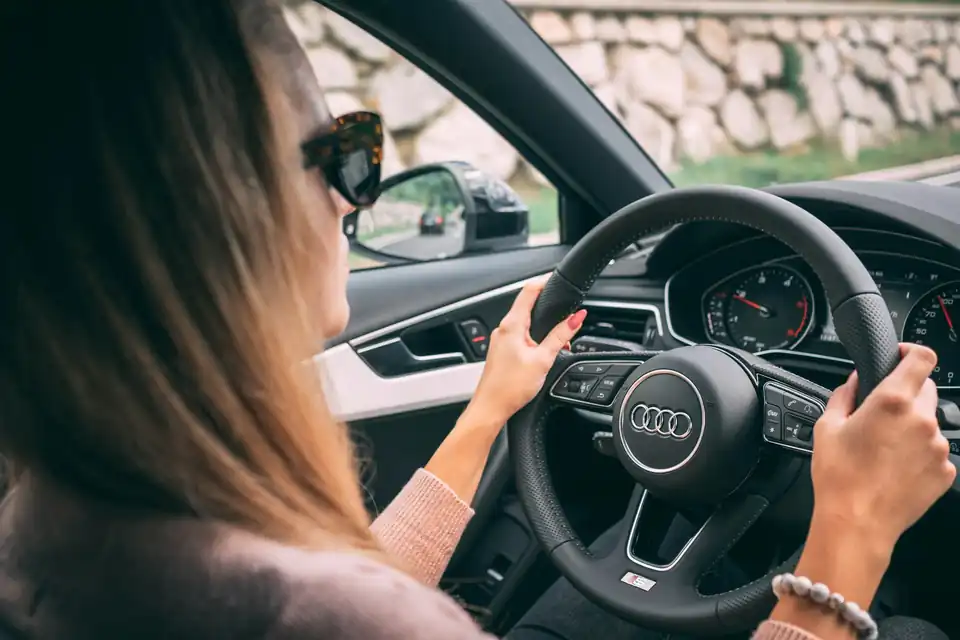 Woman driving a car