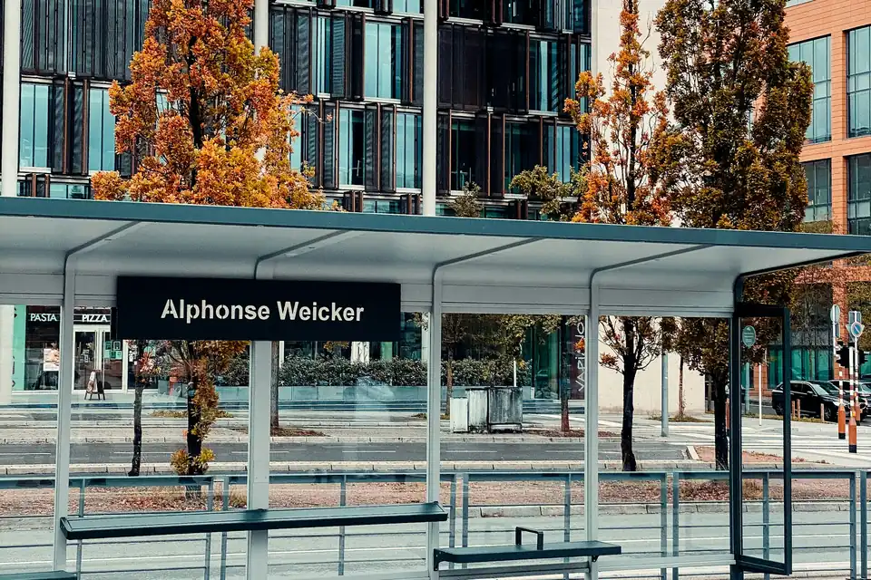 Alphonse Weicker tram stop in Kirchberg