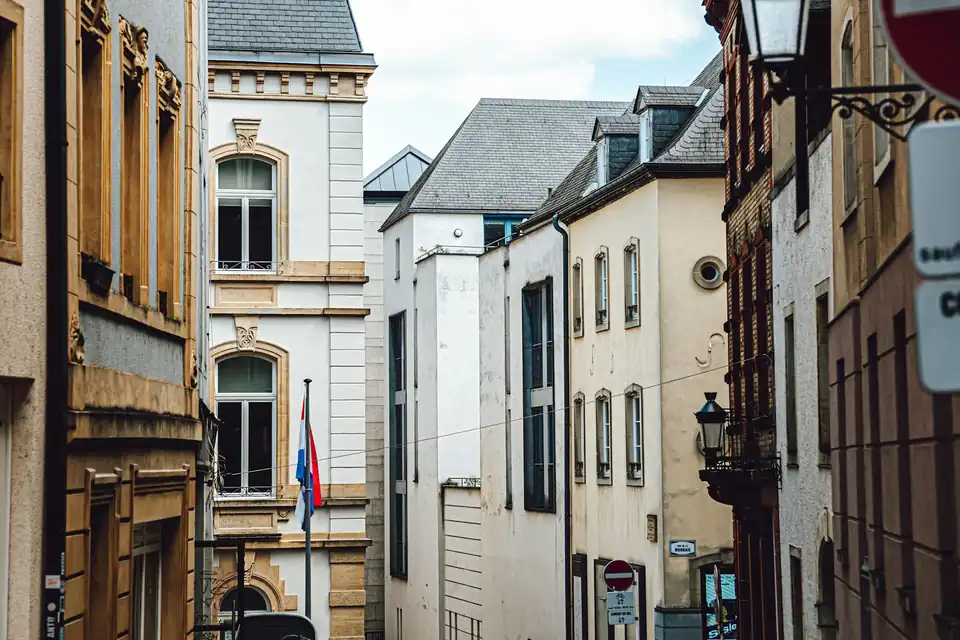 Narrow old town street in Luxembourg City